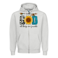 Dove Grey with god all things are possible Zipper Hoodie - Artiststas