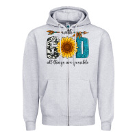 Heather Grey with god all things are possible Zipper Hoodie - Artiststas