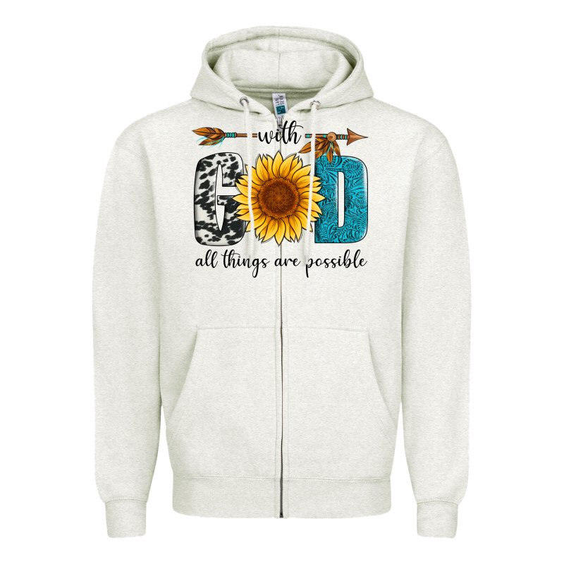 With God All Things Are Possible Zipper Hoodie by Artiststas | Teevron