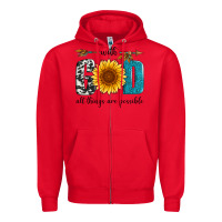 Red with god all things are possible Zipper Hoodie - Artiststas