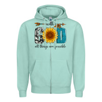 Seafoam with god all things are possible Zipper Hoodie - Artiststas