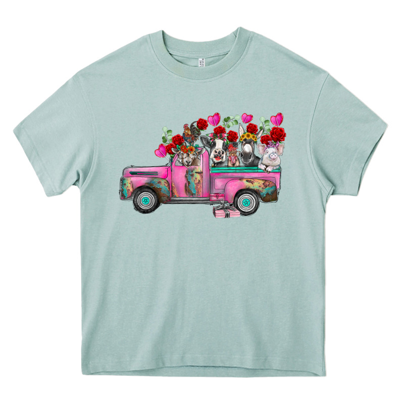 Farm Animals Valentine Truck Heavy Core Tee by RacoonDesign | Teevron