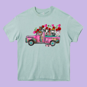 Farm Animals Valentine Truck Heavy Core Tee Designed By Racoondesign