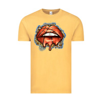 Vintage Mustard basketball lips Vintage Tee - Zillion Design Studio