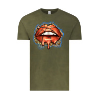 Vintage Olive basketball lips Vintage Tee - Zillion Design Studio