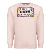 Pale Pink hello im mentally at the bookstore Premium Sweatshirt - MaliasSmallBusiness