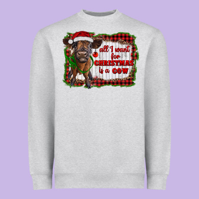 All I Want For Christmas Is A Cow Highland Calf Heavyweight Sweatshirt Designed By Ranaportraitstore