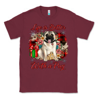 Burgundy Christmas life is better with a pug Classic Tee - JahusDesignShop