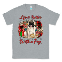 Heather Grey Christmas life is better with a pug Classic Tee - JahusDesignShop