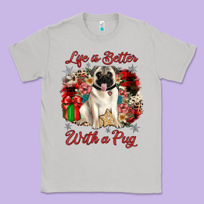 Christmas Life Is Better With A Pug Classic Tee Designed By Jahusdesignshop