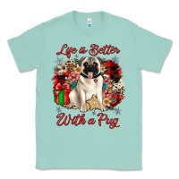 Seafoam Christmas life is better with a pug Classic Tee - JahusDesignShop