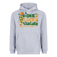 Heather Grey one lucky teacher Heavyweight Hoodie - MaliasSmallBusiness