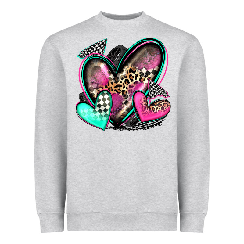 Race Hearts Heavyweight Sweatshirt by Zillion Design Studio | Teevron