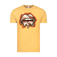Vintage Mustard baseball lips Vintage Tee - Zillion Design Studio
