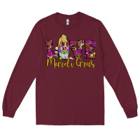 Burgundy love mardi gras gnome Long Sleeve Tee - JahusDesignShop