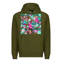 Army Green Hairdresser Gnomes With Hearts And Pearls With Leopard Premium Hoodie - BundleAndBundleShop