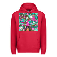 Cardinal Hairdresser Gnomes With Hearts And Pearls With Leopard Premium Hoodie - BundleAndBundleShop