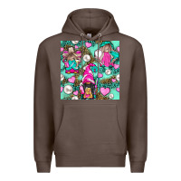 Coffee Hairdresser Gnomes With Hearts And Pearls With Leopard Premium Hoodie - BundleAndBundleShop