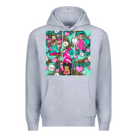 Heather Grey Hairdresser Gnomes With Hearts And Pearls With Leopard Premium Hoodie - BundleAndBundleShop