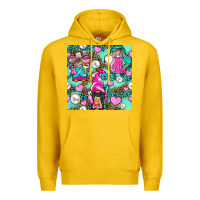 Lemon Hairdresser Gnomes With Hearts And Pearls With Leopard Premium Hoodie - BundleAndBundleShop