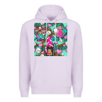 Lilac Hairdresser Gnomes With Hearts And Pearls With Leopard Premium Hoodie - BundleAndBundleShop