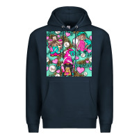 Navy Hairdresser Gnomes With Hearts And Pearls With Leopard Premium Hoodie - BundleAndBundleShop