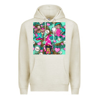 Oatmeal Heather Hairdresser Gnomes With Hearts And Pearls With Leopard Premium Hoodie - BundleAndBundleShop
