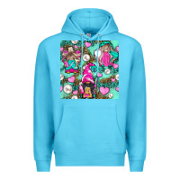 Ocean Blue Hairdresser Gnomes With Hearts And Pearls With Leopard Premium Hoodie - BundleAndBundleShop