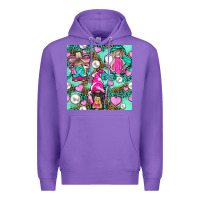 Purple Hairdresser Gnomes With Hearts And Pearls With Leopard Premium Hoodie - BundleAndBundleShop