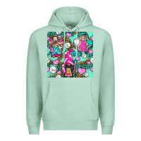 Seafoam Hairdresser Gnomes With Hearts And Pearls With Leopard Premium Hoodie - BundleAndBundleShop