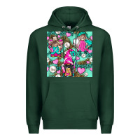 Sports Green Hairdresser Gnomes With Hearts And Pearls With Leopard Premium Hoodie - BundleAndBundleShop