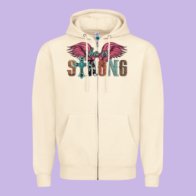 She Is Strong Zipper Hoodie Designed By Artiststas