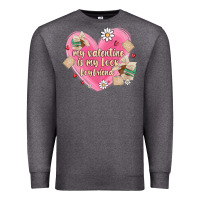 Charcoal Heather my valentine is my look boyfriend Premium Sweatshirt - MaliasSmallBusiness