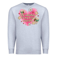 Heather Grey my valentine is my look boyfriend Premium Sweatshirt - MaliasSmallBusiness