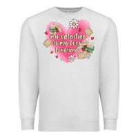 Oatmeal Heather my valentine is my look boyfriend Premium Sweatshirt - MaliasSmallBusiness