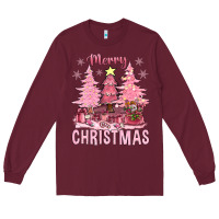 Burgundy pink merry christmas bbs Long Sleeve Tee - BundleAndBundleShop