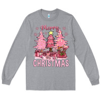Heather Grey pink merry christmas bbs Long Sleeve Tee - BundleAndBundleShop