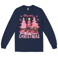 Navy pink merry christmas bbs Long Sleeve Tee - BundleAndBundleShop