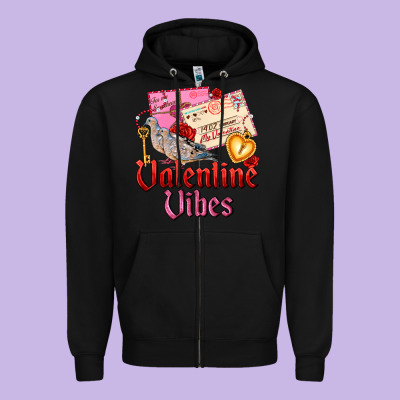 Valentine Vibes Zipper Hoodie Designed By Adodesignshop
