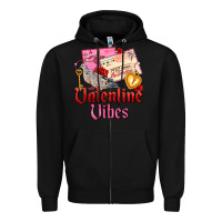 Black valentine vibes Zipper Hoodie - AdoDesignShop