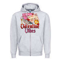 Heather Grey valentine vibes Zipper Hoodie - AdoDesignShop