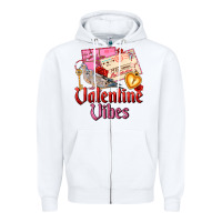 White valentine vibes Zipper Hoodie - AdoDesignShop