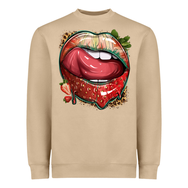 Strawberry Lips With Leopard Heavyweight Sweatshirt by texasbilliewilder | Teevron