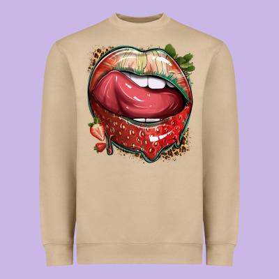 Strawberry Lips With Leopard Heavyweight Sweatshirt Designed By Texasbilliewilder