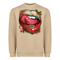 Mushroom strawberry lips with leopard Heavyweight Sweatshirt - texasbilliewilder