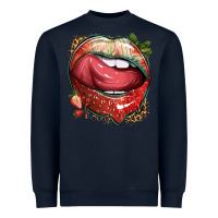 Navy strawberry lips with leopard Heavyweight Sweatshirt - texasbilliewilder