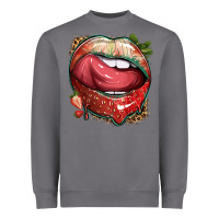 Storm strawberry lips with leopard Heavyweight Sweatshirt - texasbilliewilder