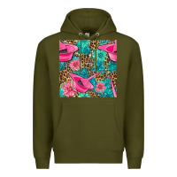 Army Green Hairdresser Hair Color Mixing Bowl And Dye Brush With Flowers And Leop Premium Hoodie - BundleAndBundleShop