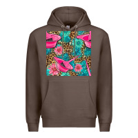 Coffee Hairdresser Hair Color Mixing Bowl And Dye Brush With Flowers And Leop Premium Hoodie - BundleAndBundleShop