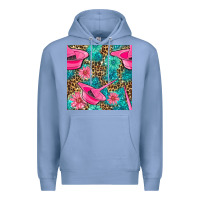 Colony Blue Hairdresser Hair Color Mixing Bowl And Dye Brush With Flowers And Leop Premium Hoodie - BundleAndBundleShop